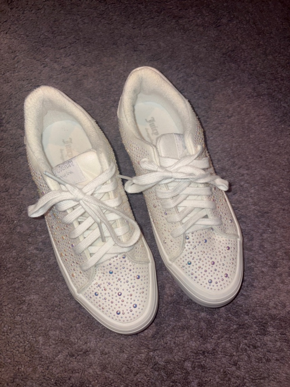 Juicy Couture Alanis Pearl Studded White Platform Lace Up Sneakers NWT
